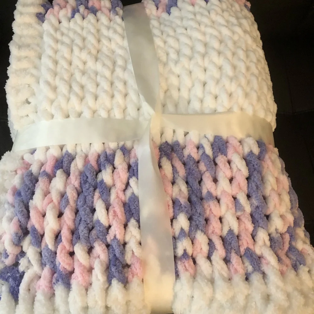 New HANDMADE Croqueted Baby Blanket or Throw